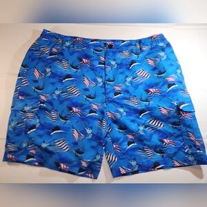 Reel Legends board shorts men's size XXL blue fish